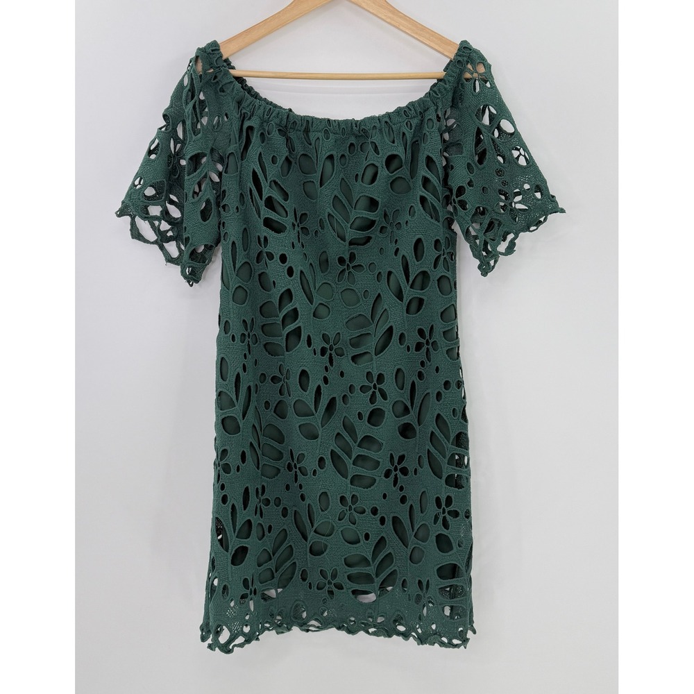 NWT PrettyGarden Green Lace Off Shoulder Party Cocktail Mini Dress Sz L Event